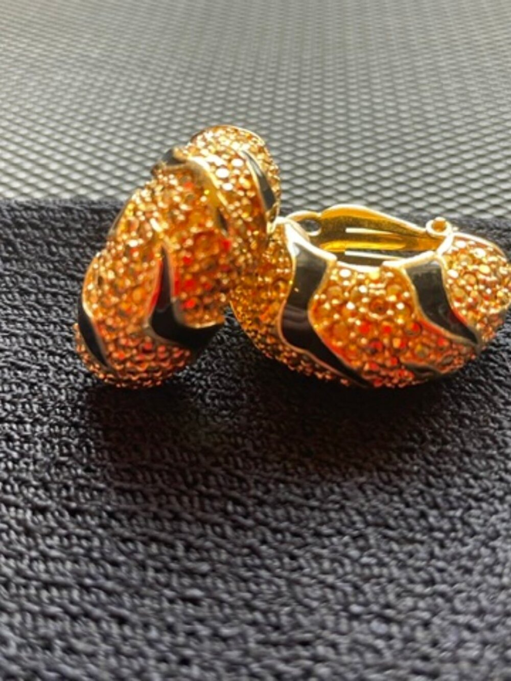 St. John Gold and Black Clip Earrrings